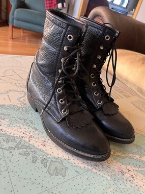 Laredo Black Leather Boots 7.5